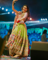 Gujarati Singer Kinjal Dave Heavy Real Mirror Work Ghagra Choli For Navratri