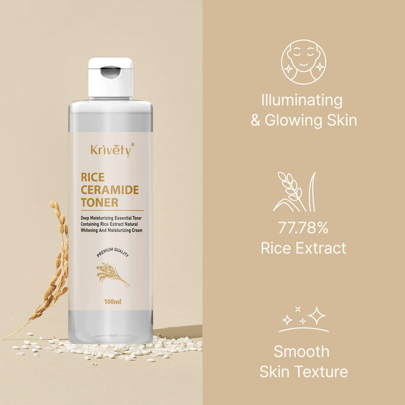 Rice Toner - Hydrating Korean Skincare for Glowing, Smooth, Radiant Skin- 100 ml (Pack of 3)