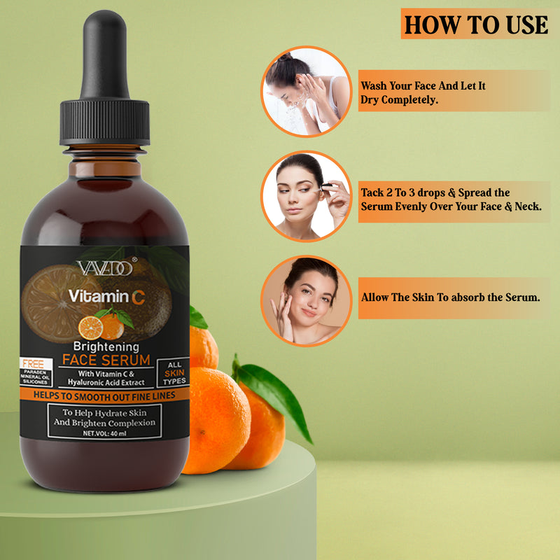 Vitamin C Serum For Glowing Skin | Face Serum added Blueberry Fruit Extract & Hyaluronic Acid | Fades Dark Spots | For Uneven & Dull Skin |Men & Women | 30ml (Pack of 3)